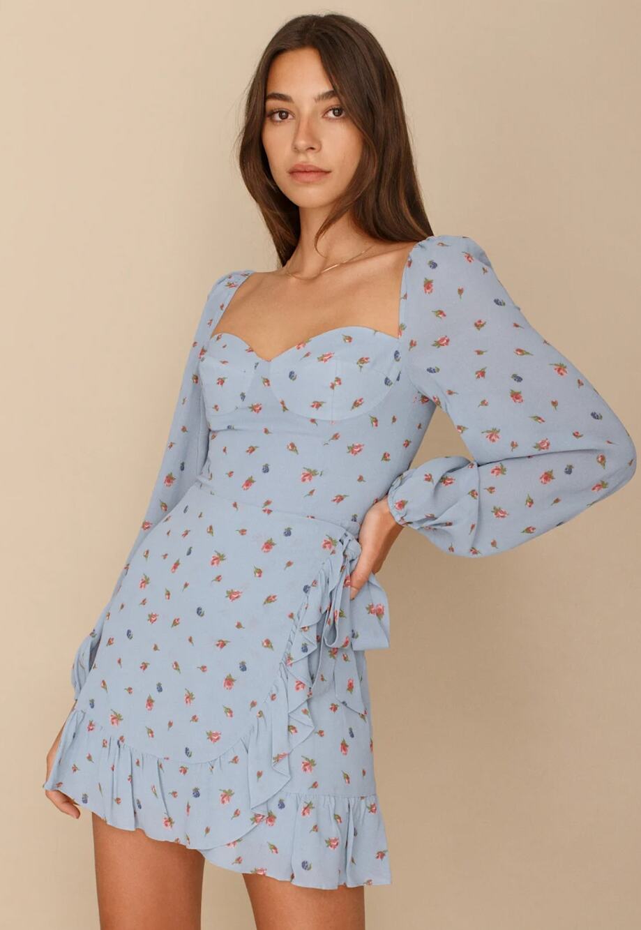 Reformation blue floral mini Cammi dress